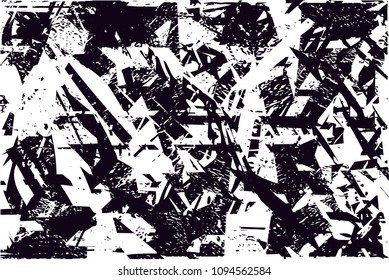 Distressed background in black and white texture with  dark spots, scratches and lines. Abstract vector illustration