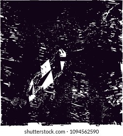 Distressed background in black and white texture with  dark spots, scratches and lines. Abstract vector illustration