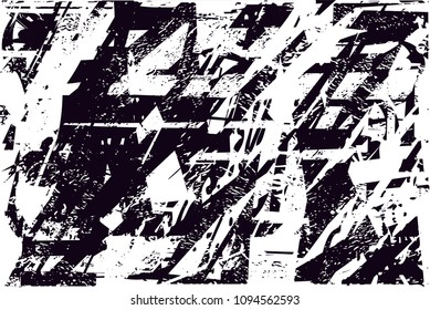 Distressed background in black and white texture with  dark spots, scratches and lines. Abstract vector illustration