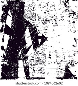 Distressed background in black and white texture with  dark spots, scratches and lines. Abstract vector illustration