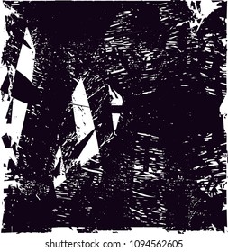 Distressed background in black and white texture with  dark spots, scratches and lines. Abstract vector illustration
