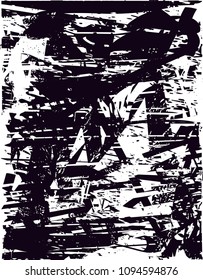 
Distressed background in black and white texture with  dark spots, scratches and lines. Abstract vector illustration
