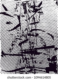 
Distressed background in black and white texture with  dark spots, scratches and lines. Abstract vector illustration
