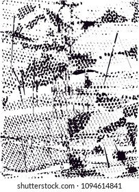 
Distressed background in black and white texture with  dark spots, scratches and lines. Abstract vector illustration
