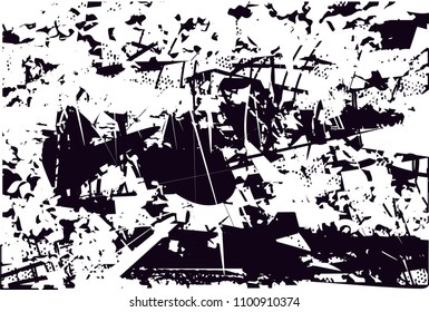 Distressed background in black and white texture with  dark spots, scratches and lines. Abstract vector illustration
