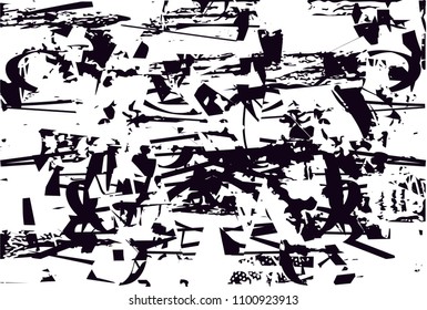 Distressed background in black and white texture with  dark spots, scratches and lines. Abstract vector illustration