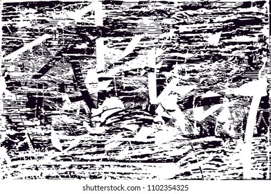 Distressed background in black and white texture with  dark spots, scratches and lines. Abstract vector illustration

