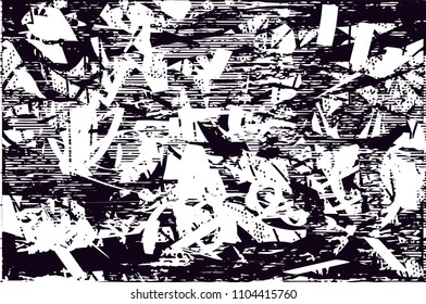 Distressed background in black and white texture with  dark spots, scratches and lines. Abstract vector illustration
