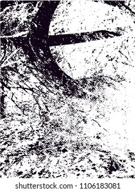 Distressed background in black and white texture with  dark spots, scratches, branches and lines. Abstract vector illustration
