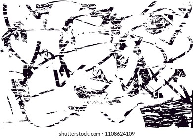 Distressed background in black and white texture with  dark spots, scratches and lines. Abstract vector illustration