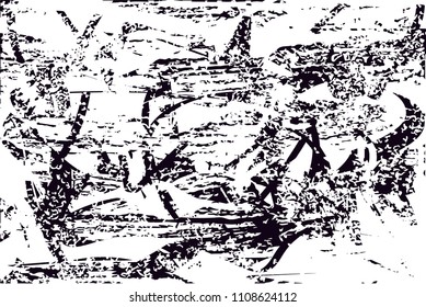 Distressed background in black and white texture with  dark spots, scratches and lines. Abstract vector illustration