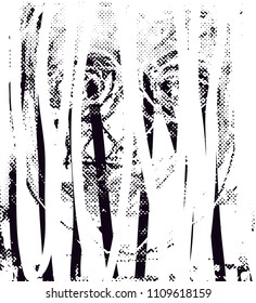 Distressed background in black and white texture with  Face with dark spots, scratches and lines Vector illustration
