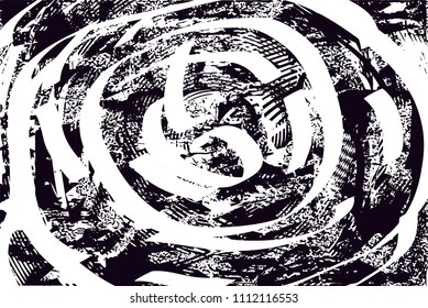 Distressed background in black and white texture with  dark spots, scratches and lines. Abstract vector illustration