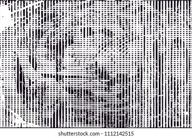 Distressed background in black and white texture with  dark spots, scratches and lines. Abstract vector illustration