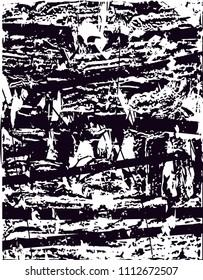 Distressed background in black and white texture with  dark spots, scratches and lines. Abstract vector illustration