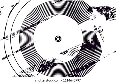 Distressed background in black and white texture with  dark spots, scratches and lines. Abstract vector illustration