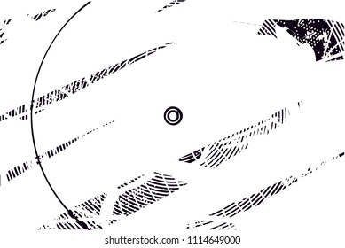 Distressed background in black and white texture with  dark spots, scratches and lines. Abstract vector illustration