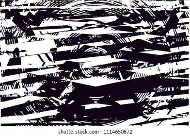 Distressed background in black and white texture with  dark spots, scratches and lines. Abstract vector illustration
