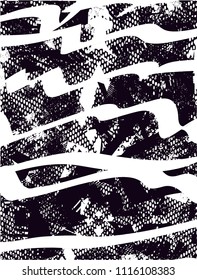 Distressed background in black and white texture with  dark spots, scratches and lines. Abstract vector illustration