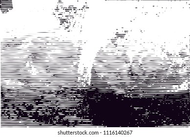 Distressed background in black and white texture with  dark spots, scratches and lines. Abstract vector illustration