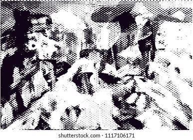 Distressed background in black and white texture with  dark spots, scratches and lines. Abstract vector illustration