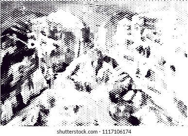 Distressed background in black and white texture with  dark spots, scratches and lines. Abstract vector illustration