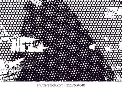 Distressed background in black and white texture with  dark spots, nets, scratches and lines. Abstract vector illustration