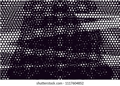 Distressed background in black and white texture with  dark spots, nets, scratches and lines. Abstract vector illustration