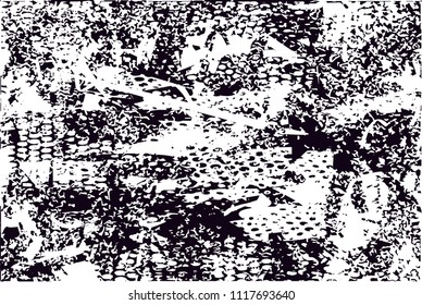 Distressed background in black and white texture with  dark spots, nets, scratches and lines. Abstract vector illustration