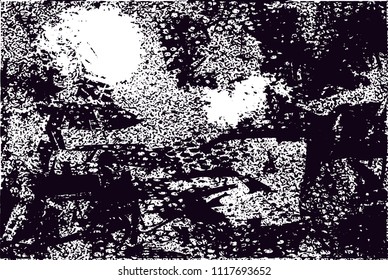 Distressed background in black and white texture with  dark spots, nets, scratches and lines. Abstract vector illustration