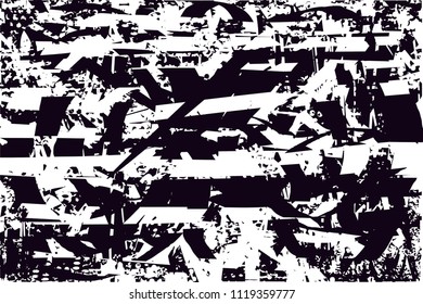 Distressed background in black and white texture with  dark spots, nets, scratches and lines. Abstract vector illustration