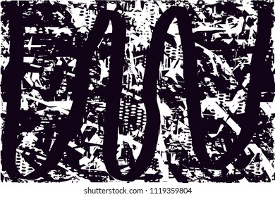 Distressed background in black and white texture with  dark spots, nets, scratches and lines. Abstract vector illustration