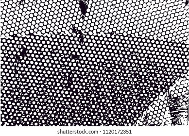 Distressed background in black and white texture with  dark spots, nets, scratches and lines. Abstract vector illustration