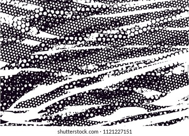 Distressed background in black and white texture with  dark spots, nets, scratches and lines. Abstract vector illustration