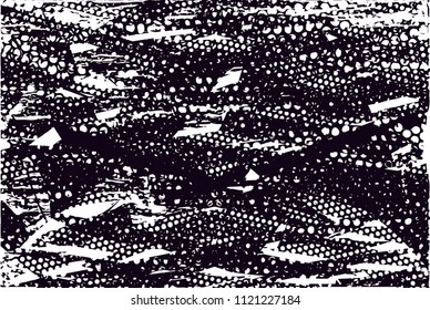 Distressed background in black and white texture with  dark spots, nets, scratches and lines. Abstract vector illustration