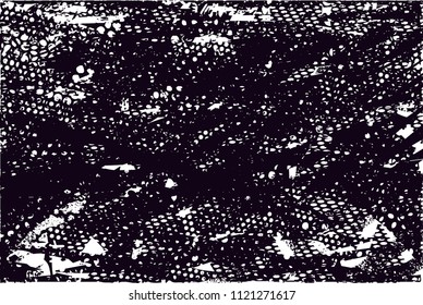 Distressed background in black and white texture with  dark spots, nets, scratches and lines. Abstract vector illustration