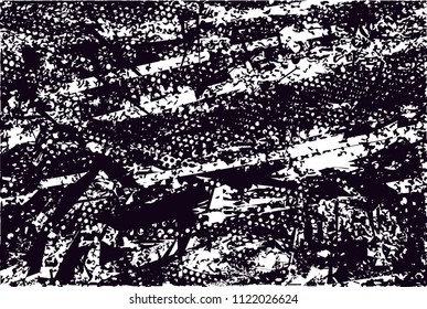 Distressed background in black and white texture with  dark spots, nets, scratches and lines. Abstract vector illustration