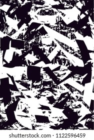 Distressed background in black and white texture with  dark spots, scratches and lines. Abstract vector illustration