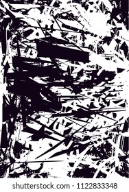 Distressed background in black and white texture with  dark spots, scratches and lines. Abstract vector illustration