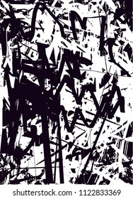 Distressed background in black and white texture with  dark spots, scratches and lines. Abstract vector illustration