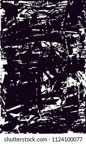 Distressed background in black and white texture with  dark spots, scratches and lines. Abstract vector illustration