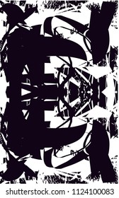 Distressed background in black and white texture with  dark spots, scratches and lines. Abstract vector illustration