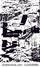 Distressed background in black and white texture with  dark spots, scratches and lines. Abstract vector illustration