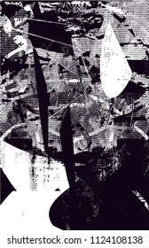Distressed background in black and white texture with  dark spots, scratches and lines. Abstract vector illustration