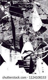 Distressed background in black and white texture with  dark spots, scratches and lines. Abstract vector illustration