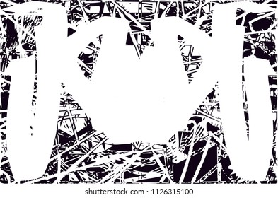 Distressed background in black and white texture with  dark spots, scratches and lines. Abstract vector illustration