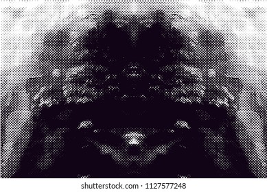 Distressed background in black and white texture with  dark spots, scratches and lines. Abstract vector illustration