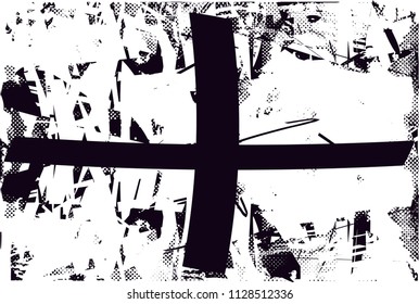 Distressed background in black and white texture with  dark spots, scratches and lines. Abstract vector illustration