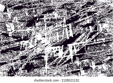 Distressed background in black and white texture with  dark spots, scratches and lines. Abstract vector illustration