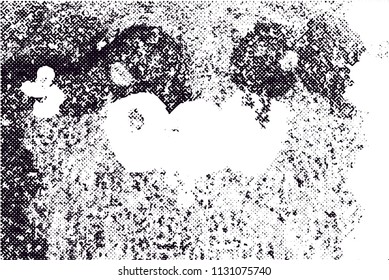 Distressed background in black and white texture with  dark spots, scratches and lines. Abstract vector illustration